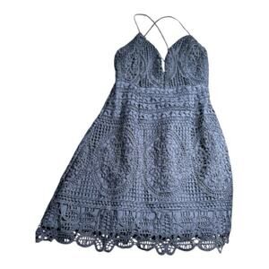 Lovers & Friends Navy Blue Lace Strappy A Line Dress Small